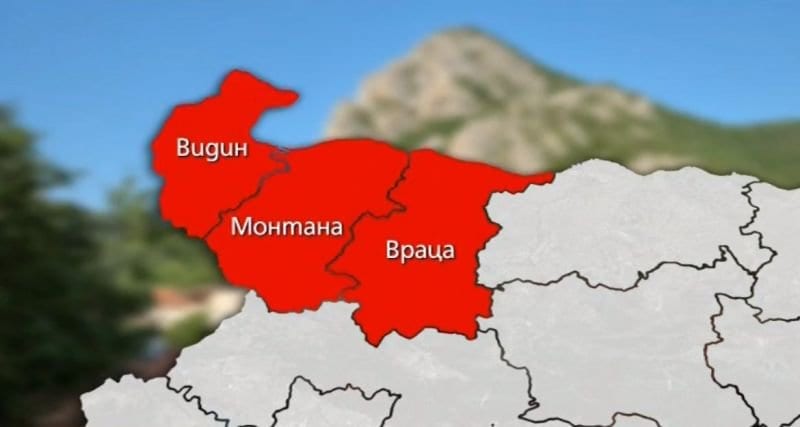 map of Northwestern Bulgaria