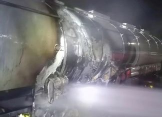 Автоцистерна се запали на Дунав мост, няма изтичане на опасни вещества